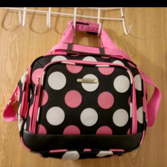 Rockland Pink Black Carry On Laptop tablet Travel Bag Removable Adj. Strap - Picture 1 of 4